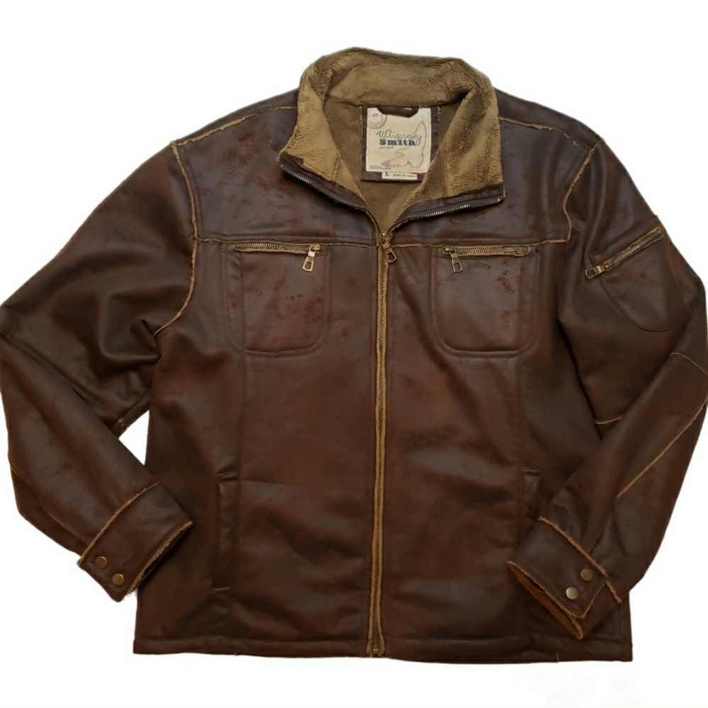 Aviator Faux Leather Fur Lined Jacket Whispering Smith